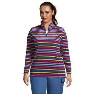 Lands End | Women’s 1/4 Zip Striped Pullover Fleece | Size Large